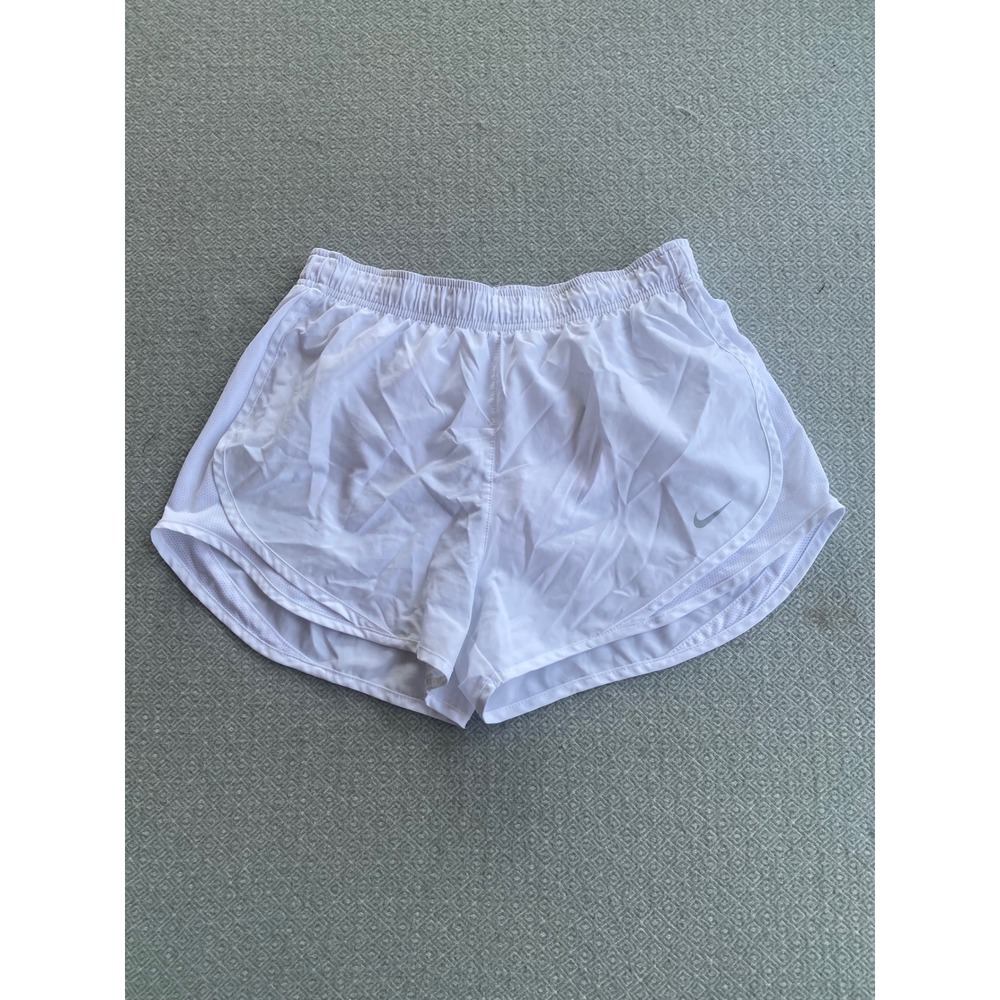 Nike Shorts Women Medium White Dri-FIT Tempo Running Athletic Activewear